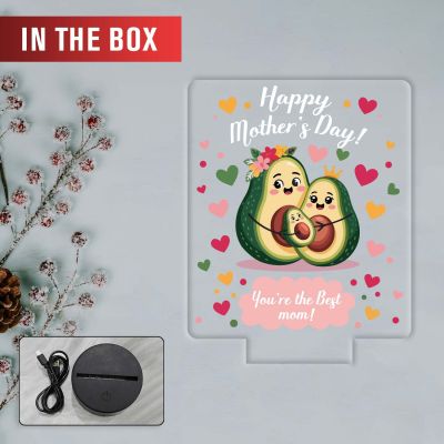 Cute Avocado Best Mom UV Print 7 Color LED Night Lamp Mothers Day Gift Light